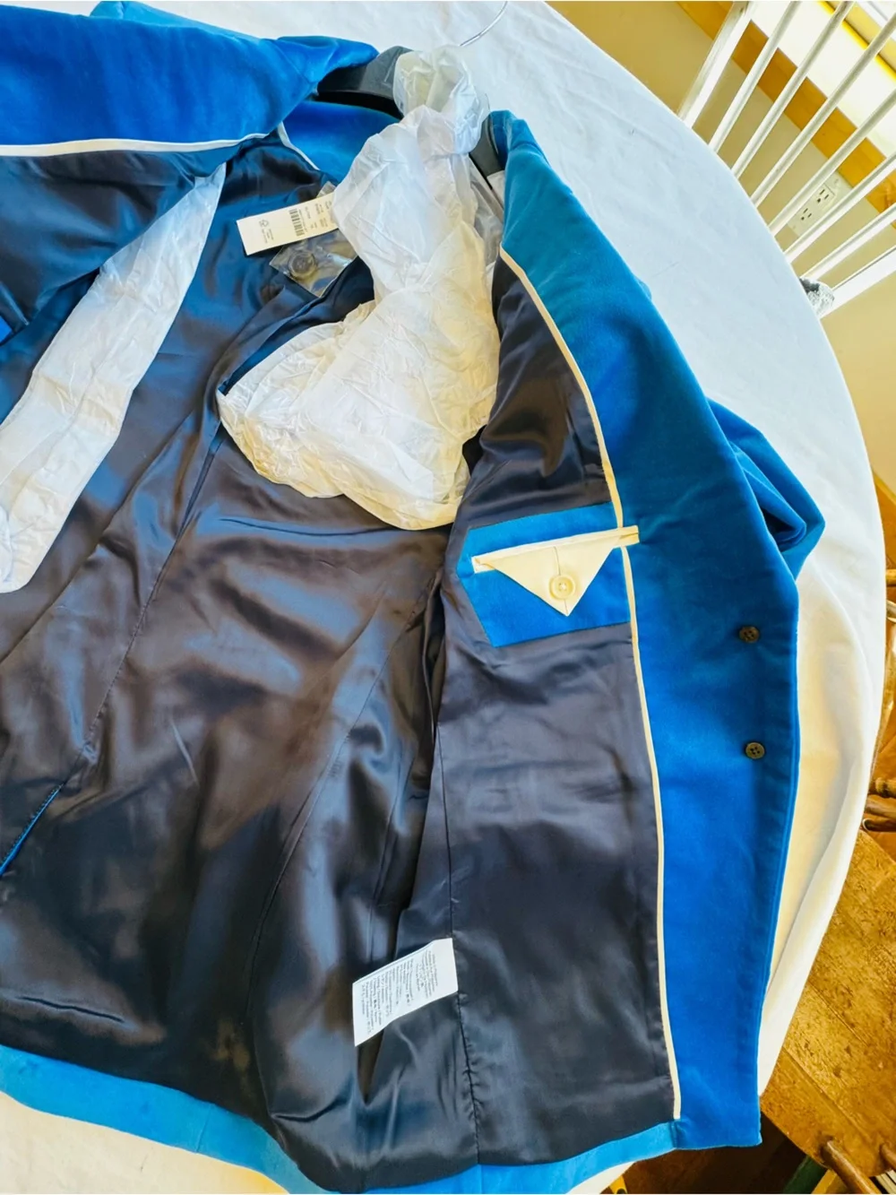 NWT J.Crew Blue Stretch Velvet Suit Set - Size 10 Blazer & Pants